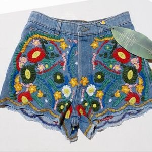 RARE Farm Rio Embroidered Shorts